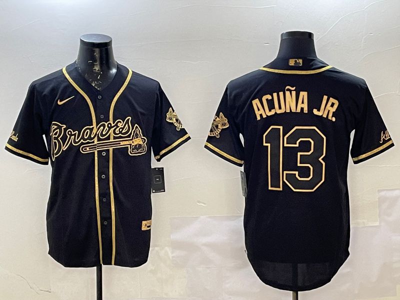 Men Atlanta Braves #13 Acuna jr Black Gold Game Nike 2025 MLB Jersey style 5053